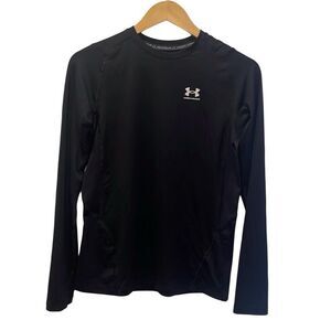 Under Armour Boys Fitted Heat Gear‎ Long Sleeve Active Top Black Size YXL